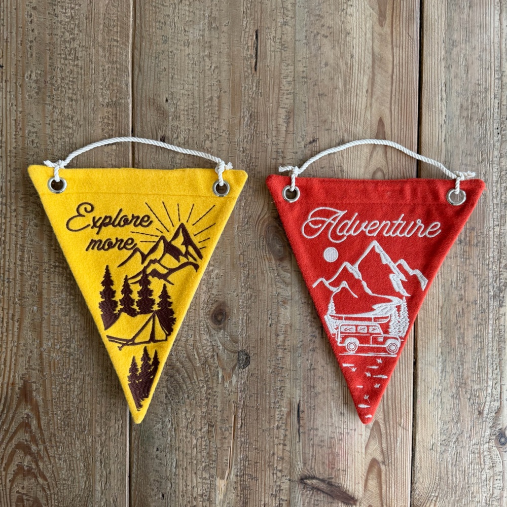 Adventure & Explore Felt Pennant Banners - Yellow and Red